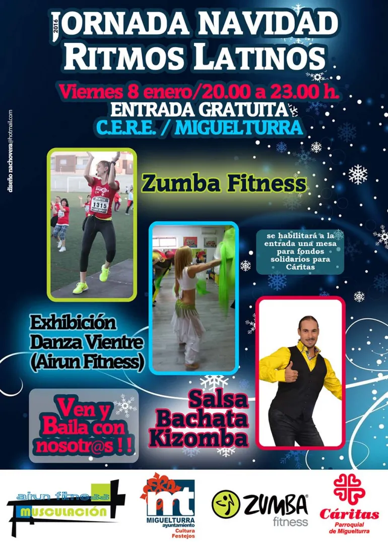 imagen del cartel de la jornada navideña de ritmos latinos, enero 2016