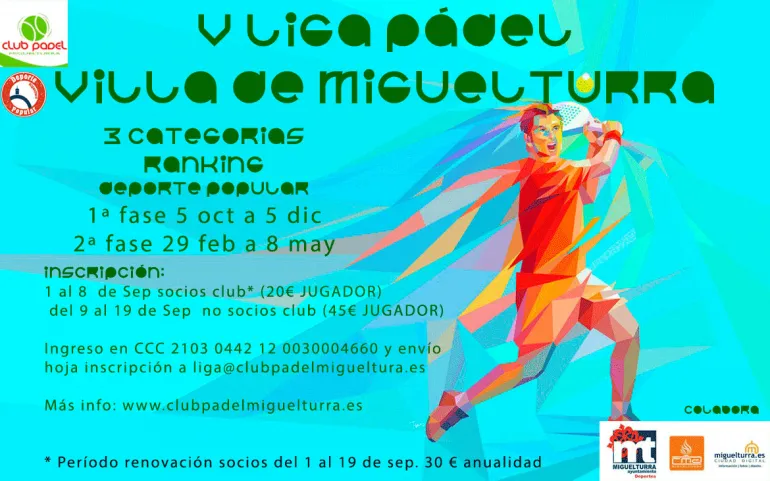 imagen del cartel de la Quinta Liga de Pádel de Miguelturra 2015