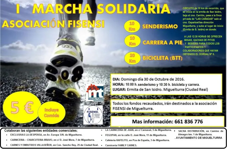 imagen del cartel de la primera marcha solidaria Fisensi, 30 octubre 2016