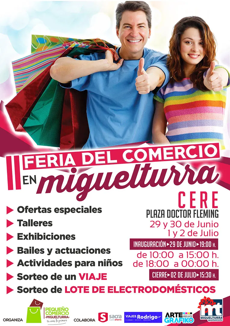 imagen del cartel anunciador de la Segunda Feria del Comercio de Miguelturra, junio julio 2017