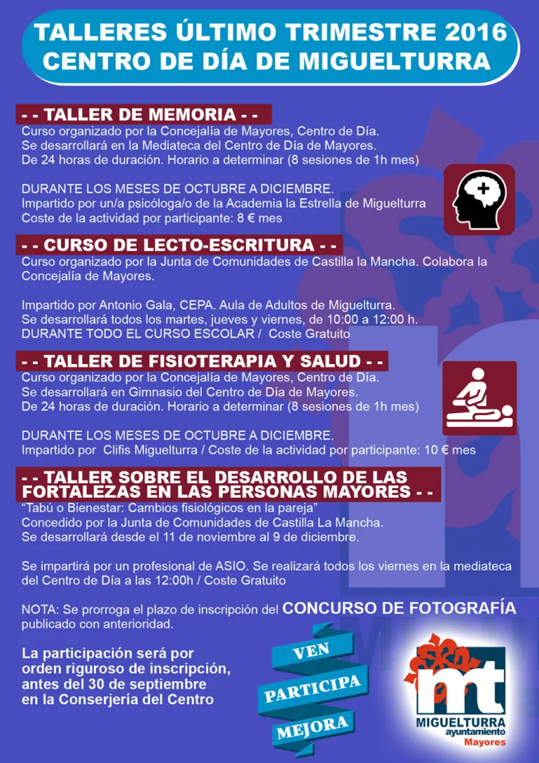 imagen del cartel anunciador de las actividades de la concejalía de Mayores, septiembre 2016, diseño portal web