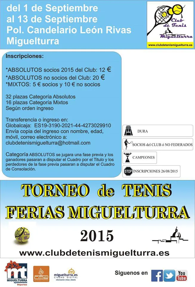 imagen cartel Torneo de Tenis Ferias 2015 Miguelturra