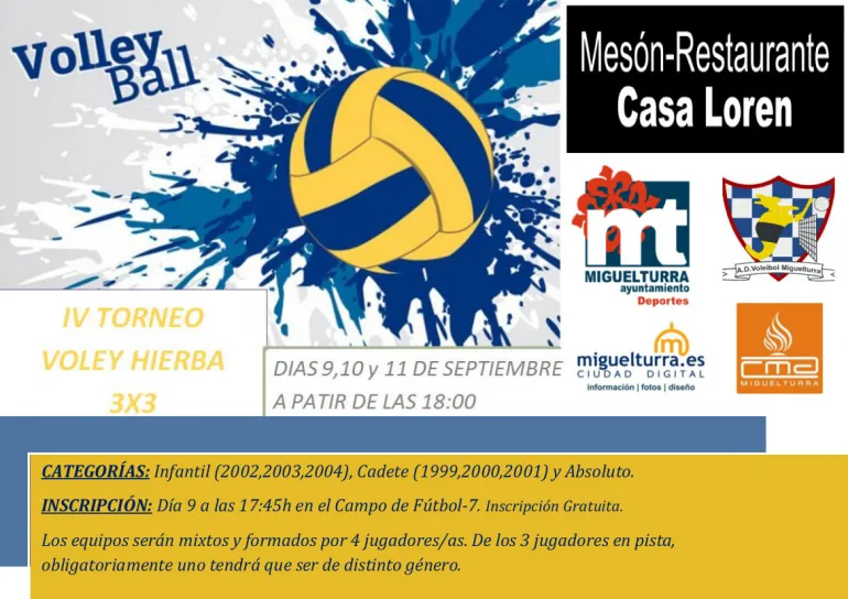 imagen cartel torneo de Vóley 3 por 3 Ferias Miguelturra 2015