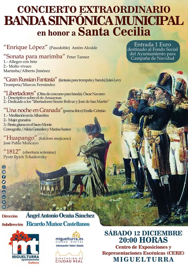 imagen del cartel que publicita el Concierto Extraordinario de Santa Cecilia del 12 de diciembre de 2015