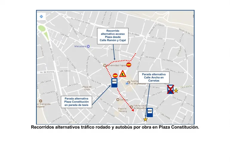 imagen del plano de rutas alternativas a colación del corte de tráfico del 31 de enero de 2018