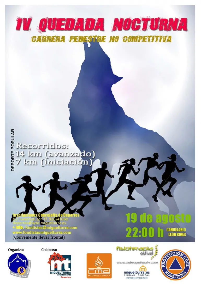 imagen del cartel Cuarta Quedada Nocturna Fondistas Miguelturra, agosto 2016
