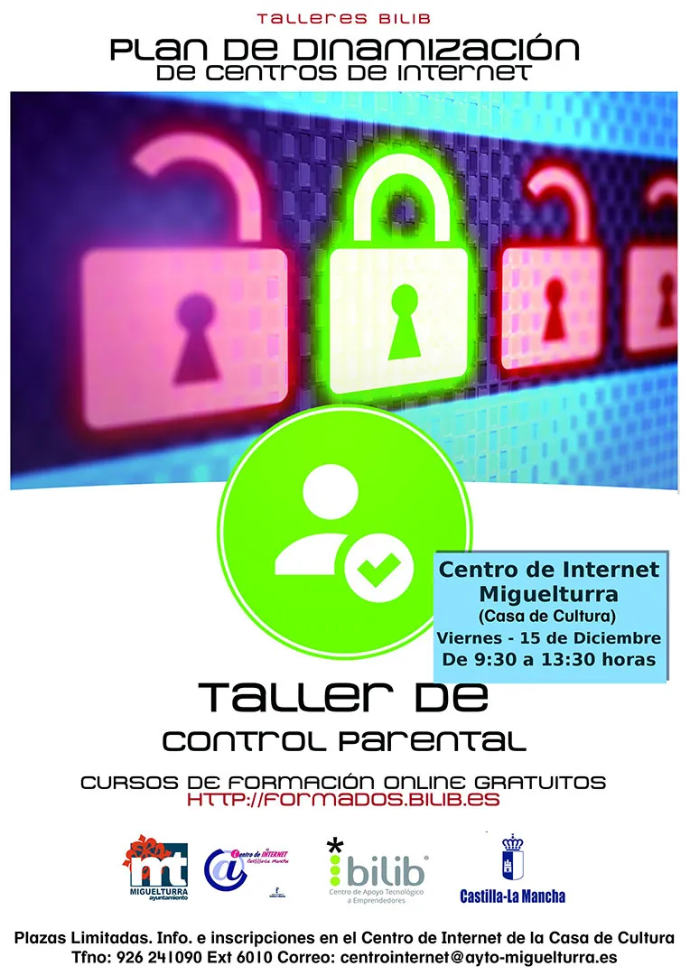 imagen del cartel de control parental y nuevas tecnologías, diciembre 20