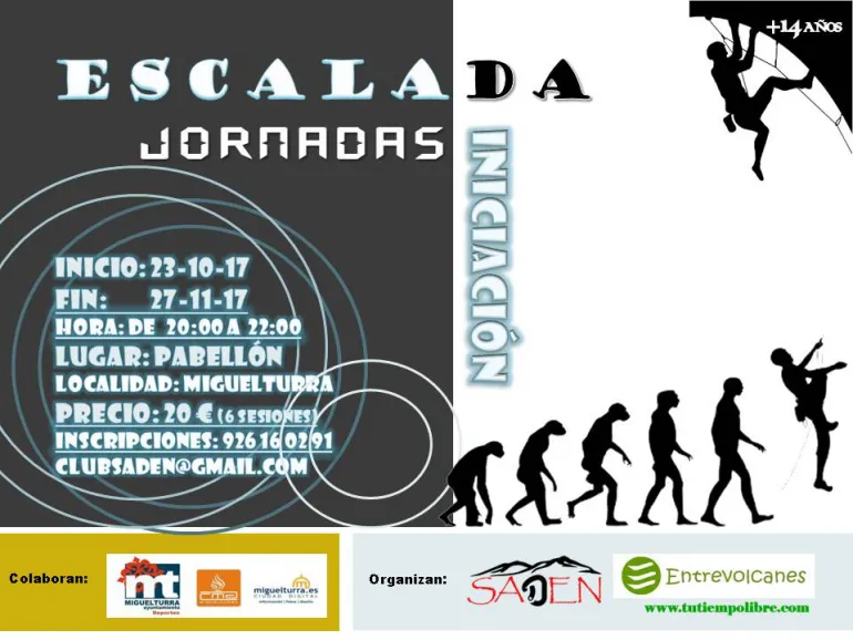 imagen cartel curso iniciación a la escalada en Miguelturra, octubre noviembre 2017