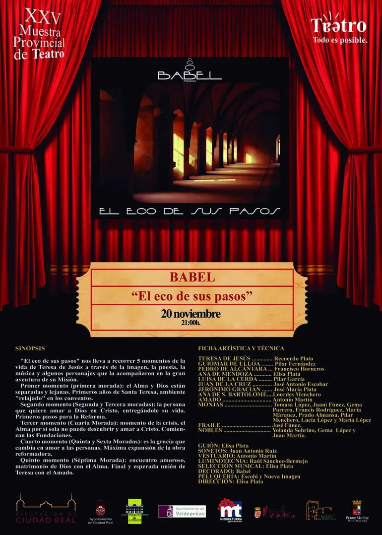 agenda obra de teatro El eco de sus pasos, noviembre 2015