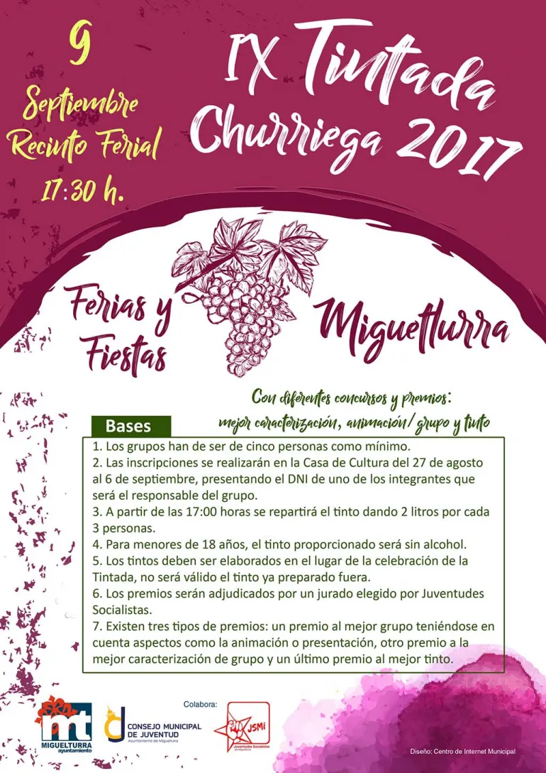 imagen del cartel del concurso de la Tintada Churriega 2017, diseño del Centro de Internet