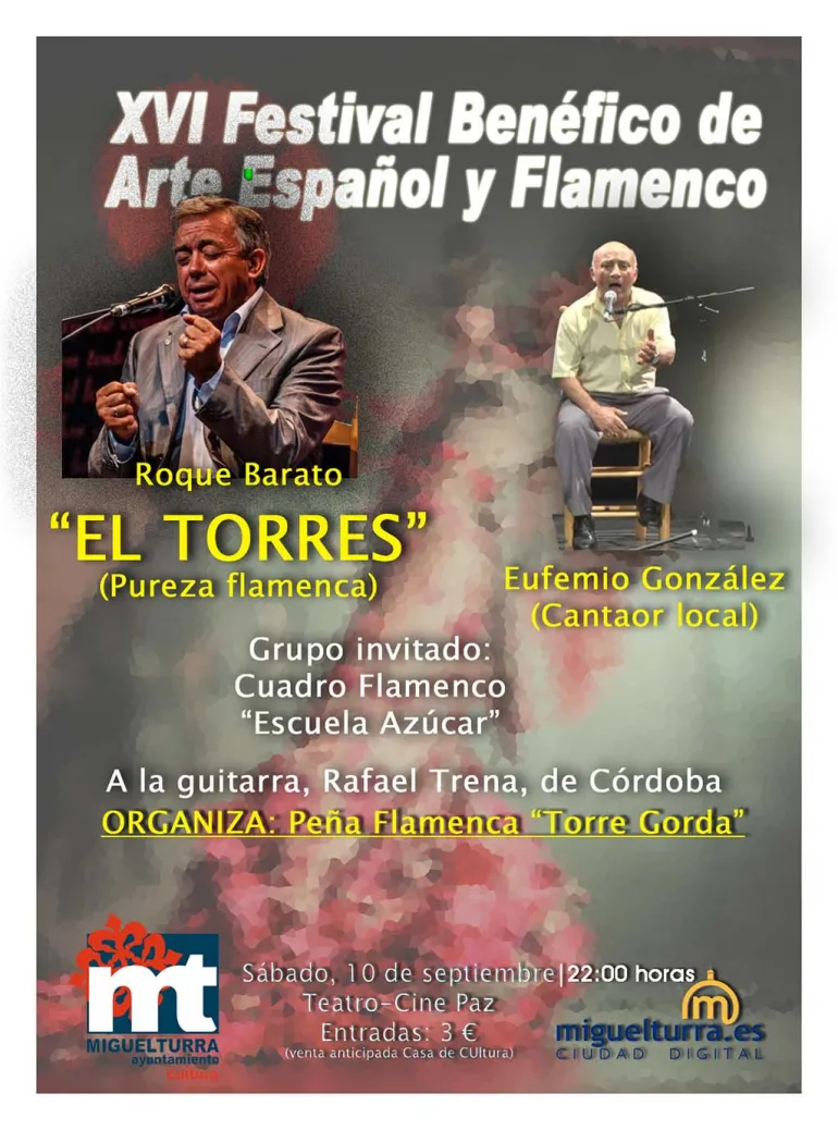 imagen del cartel del Festival Benéfico de Arte Español y Flamenco, ferias 2016 Miguelturra