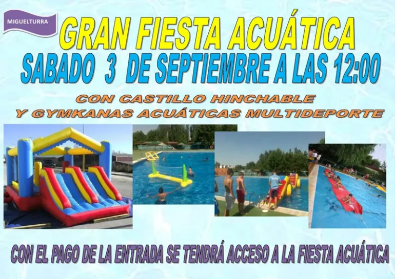 imagen del cartel elaborado por Proidman para anunciar la fiesta de la Piscina, septiembre 2016