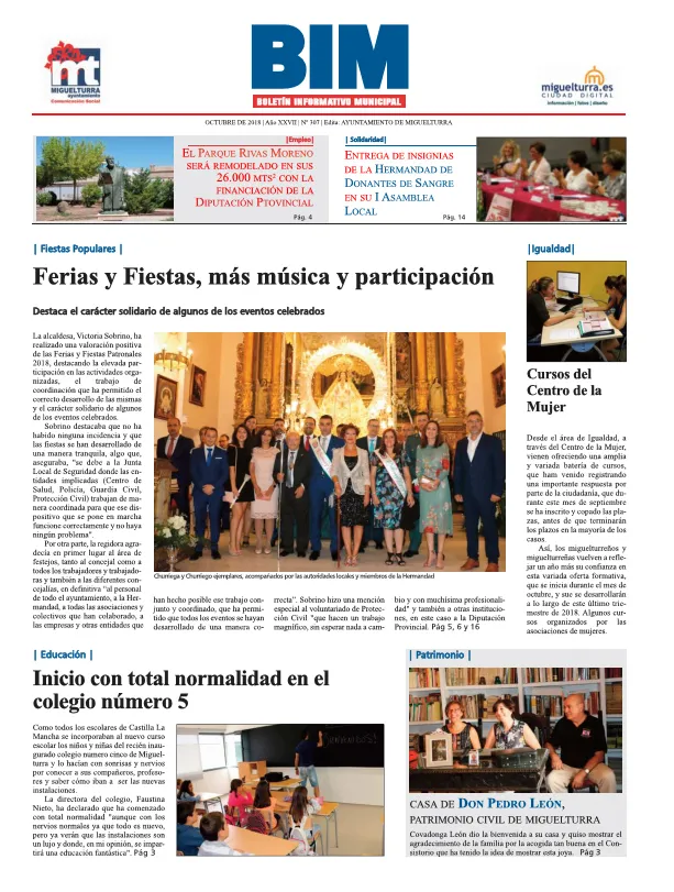 imagen portada del Boletín Informativo Municipal de octubre de 2018