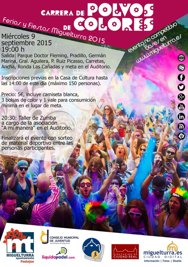 imagen del cartel de la Primera Carrera de Colores Ferias 2015 Miguelturra