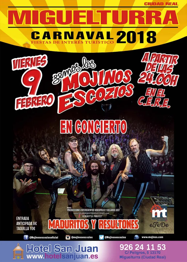 imagen del cartel del Concierto Especial Pregón Carnaval 2018 a cargo de Mojinos Escozíos