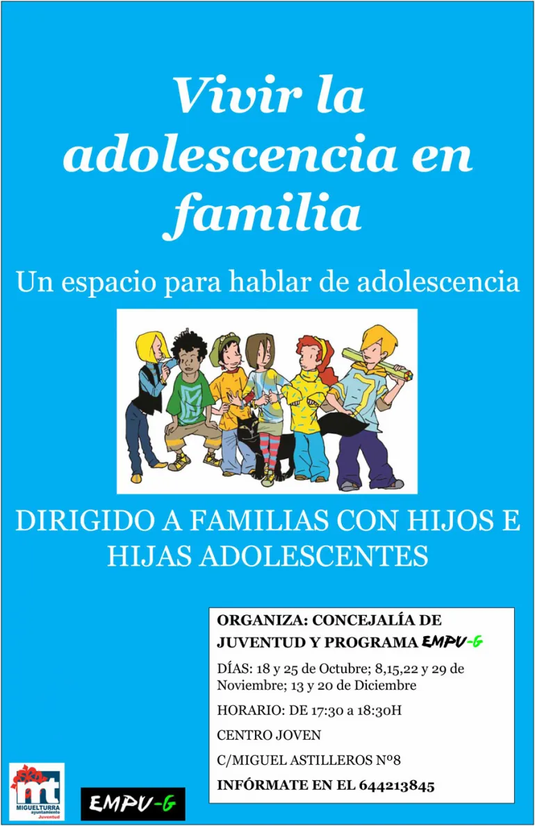imagen del cartel del proyecto vivir la adolescencia en familia, octubre 2016