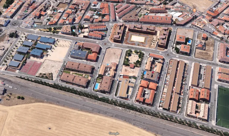 imagen capturada de Google Maps en 3d de la zona del Clara Campoamor de Miguelturra