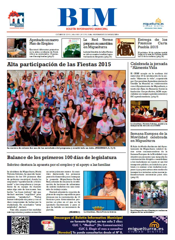 imagen portada del Boletín Informativo Municipal de octubre de 2015