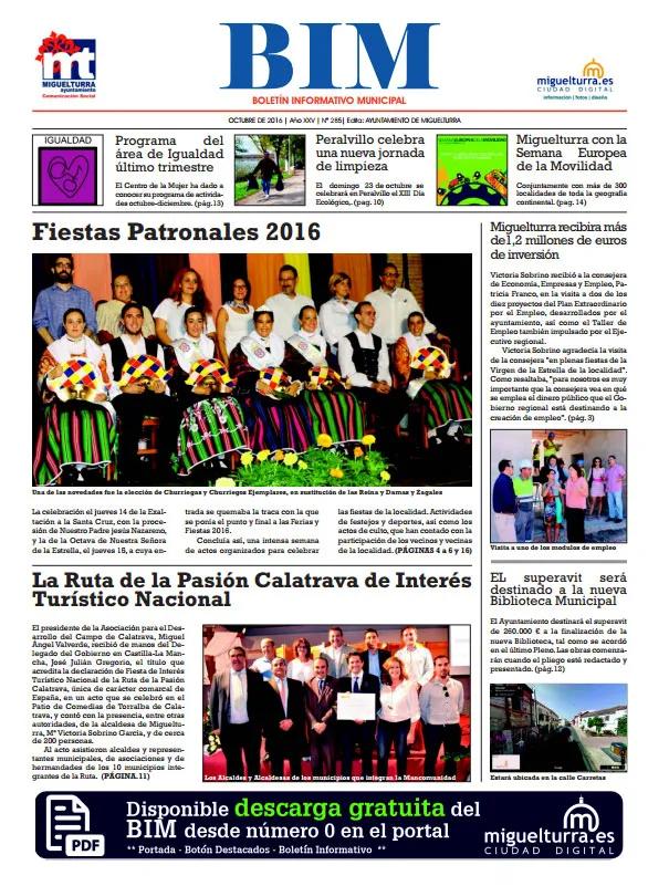 imagen de la portada del Boletín Informativo Municipal de octubre de 2016