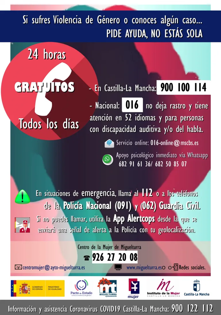 imagen del cartel informativo del Centro de la Mujer de Miguelturra, abril de 2020