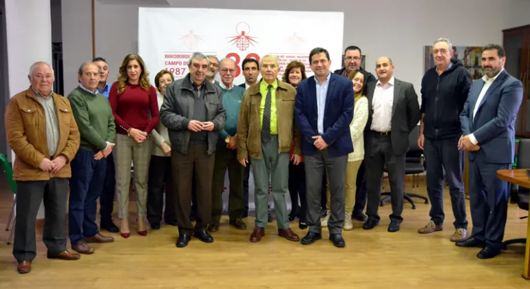 imagen de componentes y homenajeados por la Mancomunidad Campo Calatrava, diciembre 2017, imagen Gabinete Prensa Multimedia