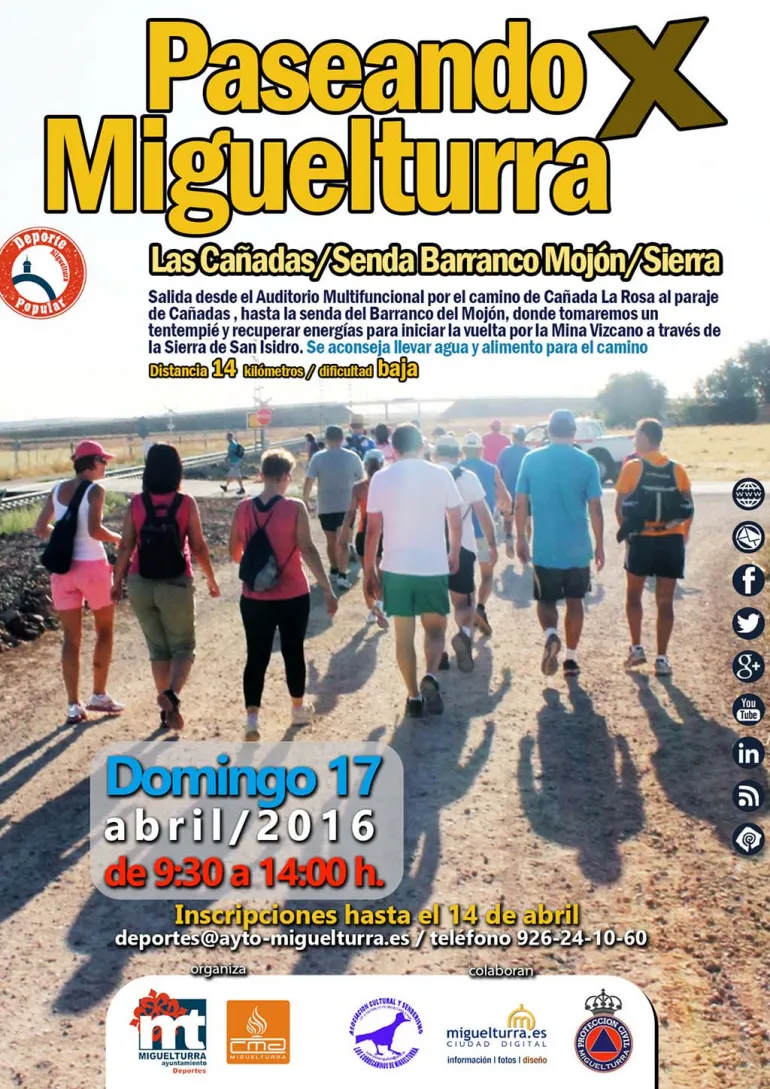 imagen del cartel de la próxima actividad de Paseando por Miguelturra, abril 2016