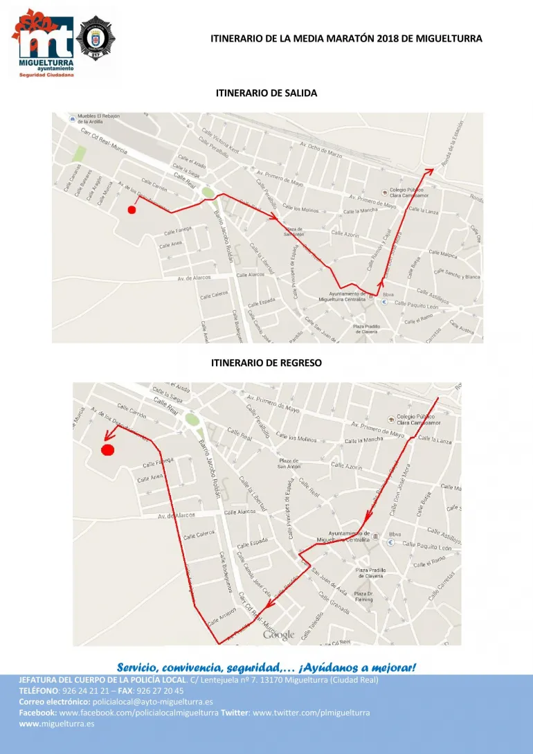 imagen del croquis del itinerario de la Media Maratón Rural del 18 de noviembre en Miguelturra