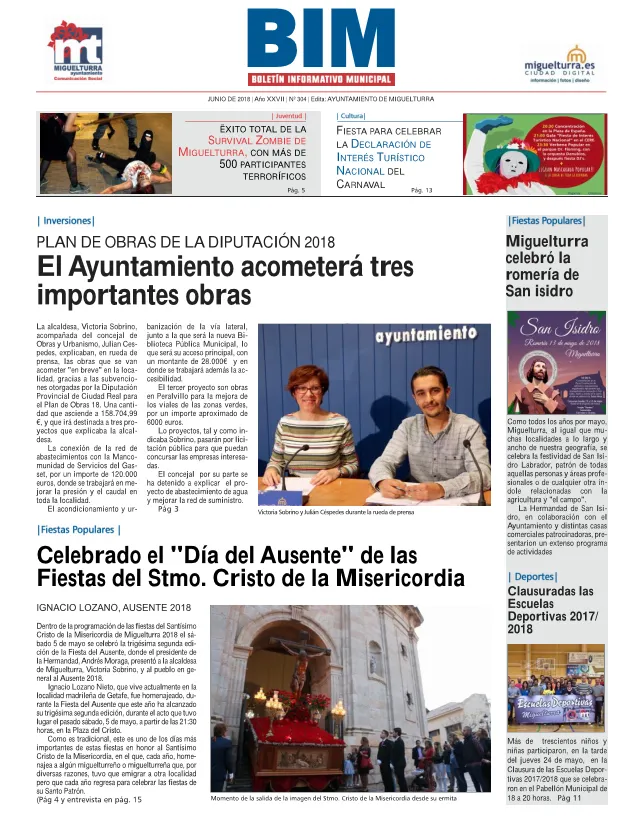 imagen de la portada del Boletín Informativo Municipal del mes de junio de 2018