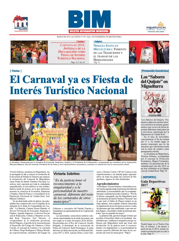 imagen de la portada del Boletín Informativo Municipal del mes de marzo de 2018