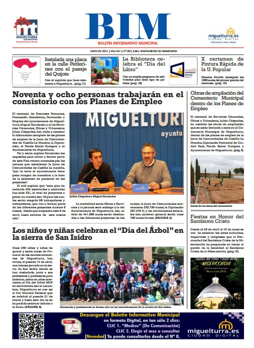 imagen de la portada del Boletín Informativo Municipal de mayo 2016