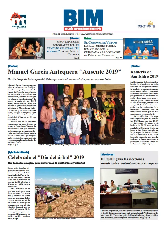 imagen de la portada del Boletín Informativo Municipal del mes de junio de 2019