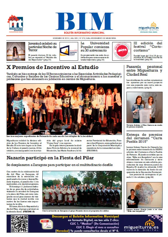 imagen portada del BIM de noviembre de 2015 de Miguelturra