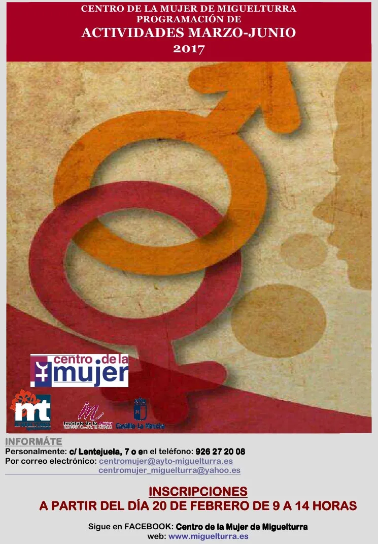 imagen del cartel de cursos y actividades del Centro de la Mujer hasta junio de 2017