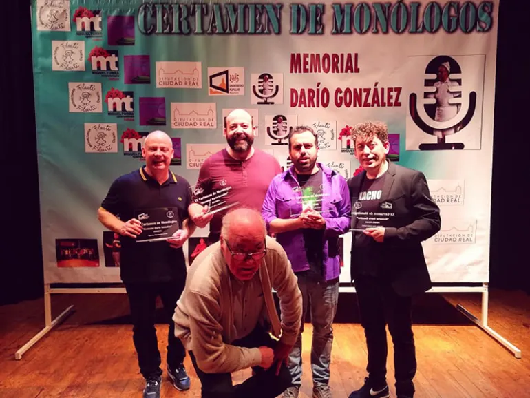 imagen presentador y finalistas del Certamen de Monólogos 2019 Miguelturra