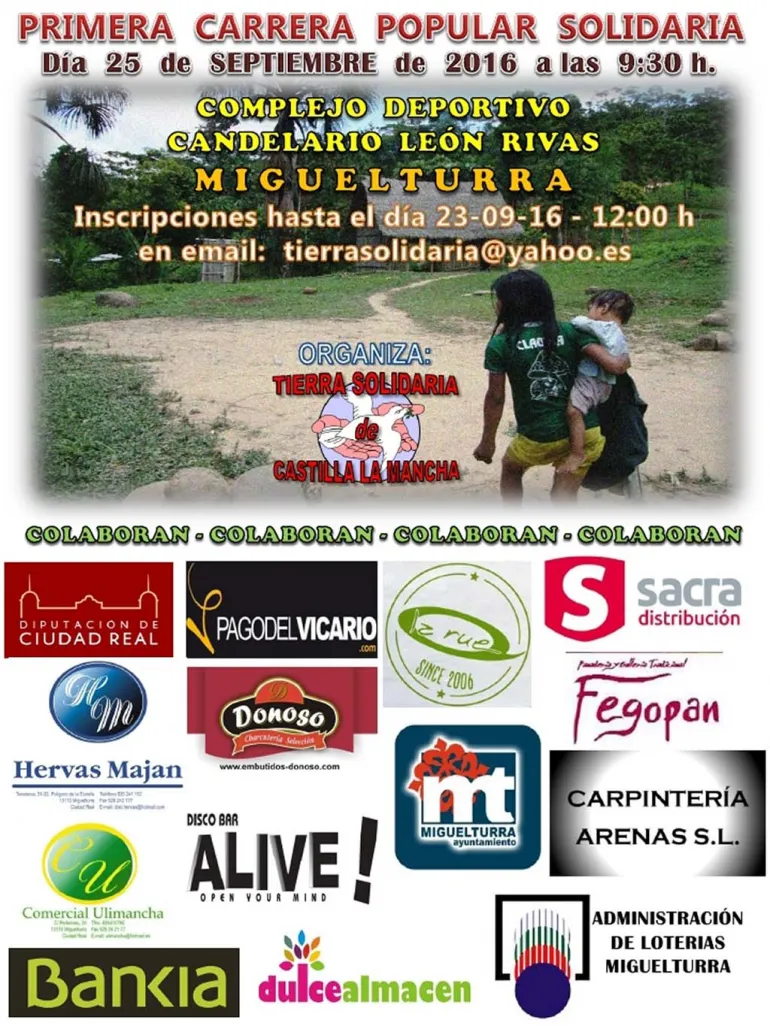 imagen del cartel de la Primera Carrera Solidaria, Miguelturra septiembre 2016
