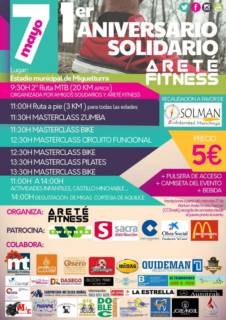 imagen del cartel evento primer aniversario de Areté Fitness, mayo 2017