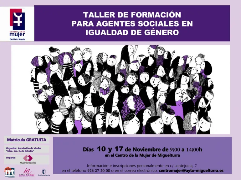 imagen del cartel anunciador del taller de agentes de igualdad en Miguelturra, noviembre 2018
