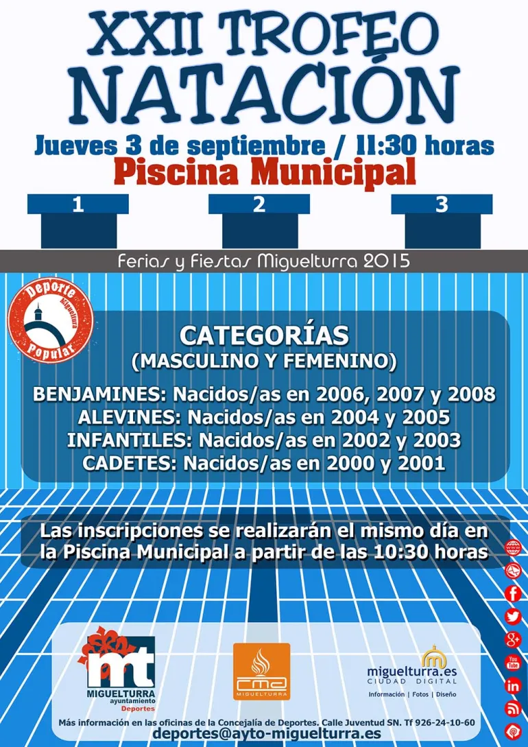 imagen del cartel del Trofeo de Natación Ferias y Fiestas 2015 Miguelturra