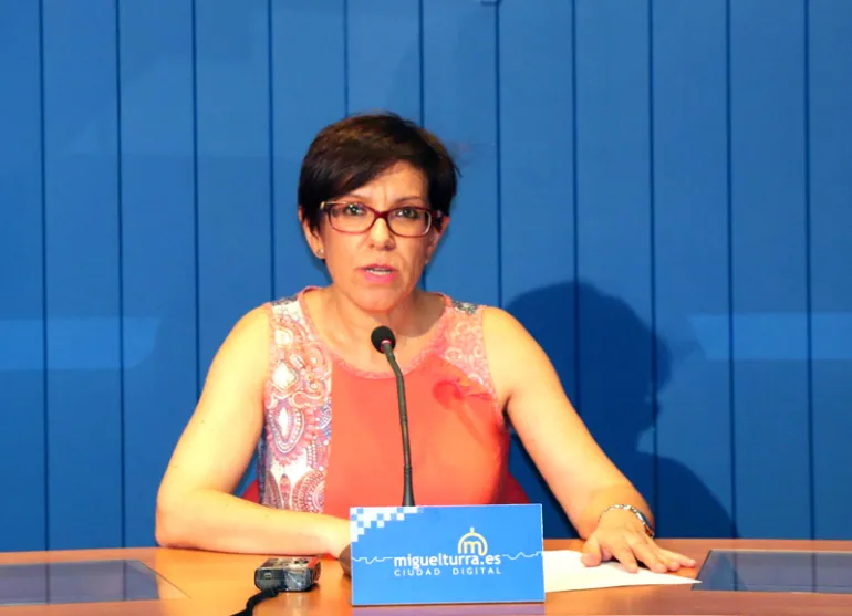 imagen de la alcaldesa de Miguelturra, Victoria Sobrino, en rueda de prensa el 3 de julio de 2018