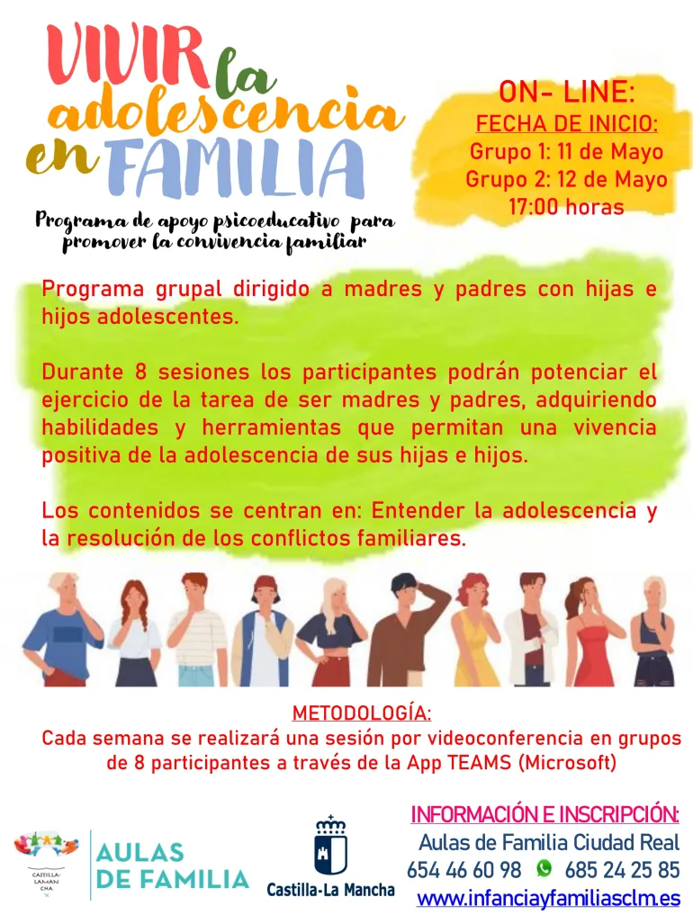 imagen cartel Vivir la adolescencia en familia, mayo 2020
