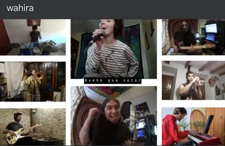 imagen de componentes del grupo Wahira trabajando en común a través de las nuevas tecnologías e internet, abril 2020