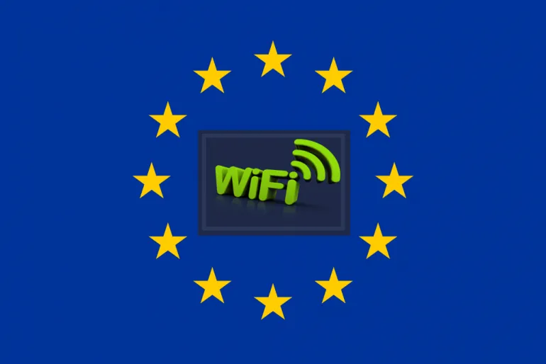 imagen alusiva a conexiones inalámbricas Wi-Fi y Unión Europea