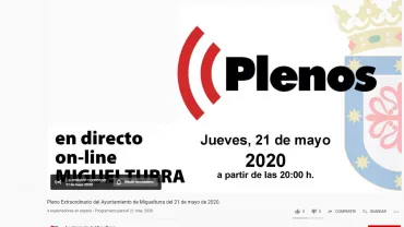 imagen captura pantalla del próximo Pleno del Ayuntamiento que se podrá seguir por YouTube