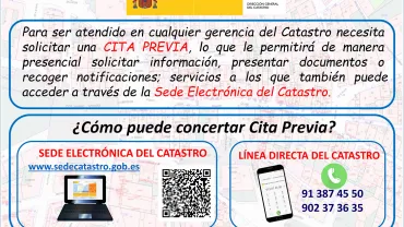 imagen cartel con información de la cita previa en el catastro, junio 2020