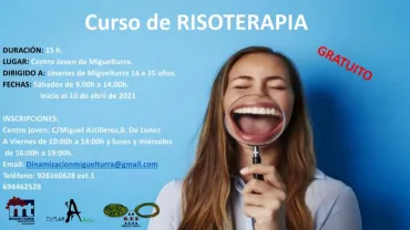 imagen cartel curso de risoterapia en Miguelturra, marzo de 2021