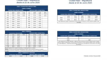 imagen de los horarios de autobuses interurbanos, 22 junio 2020
