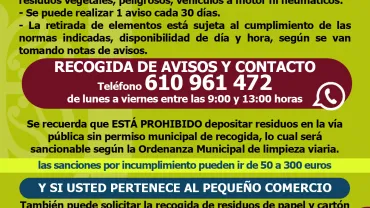 imagen cartel Servicio Recogida Voluminosos, mayo 2020, diseño portal web municipal