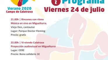 imagen con la información de la programación de hoy viernes 24 de julio de 202o en Miguelturra