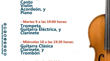 imagen cartel Audiciones Semana Santa Escuela Música Miguelturra 2019, diseño cartel portal web municipal