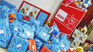 imagen de los juguetes recogidos en la camapaña, imagen de Juventudes Socialistas de Miguelturra, diciembre 2017